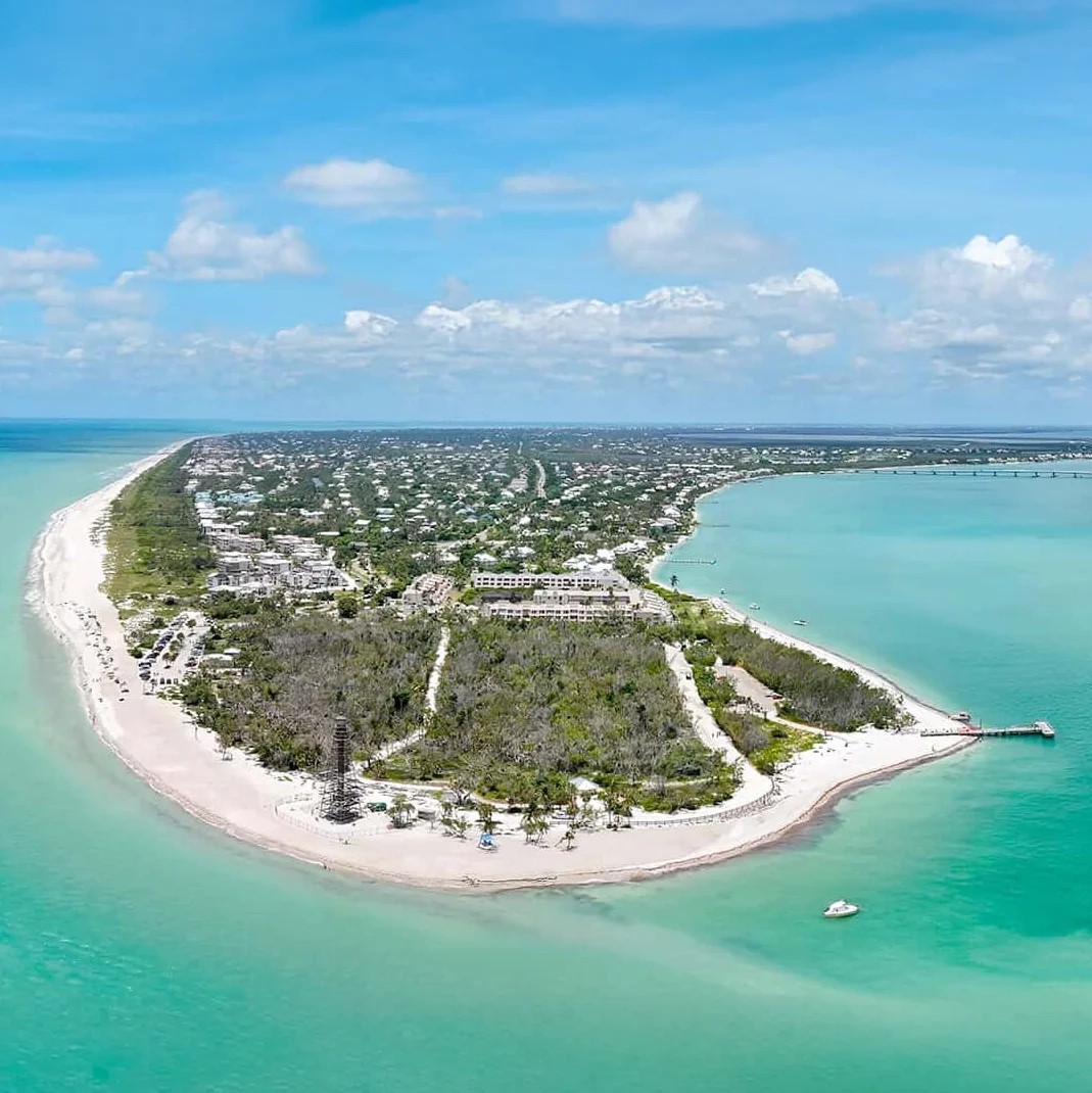 Aerial view of Sanibel and Captiva coastline